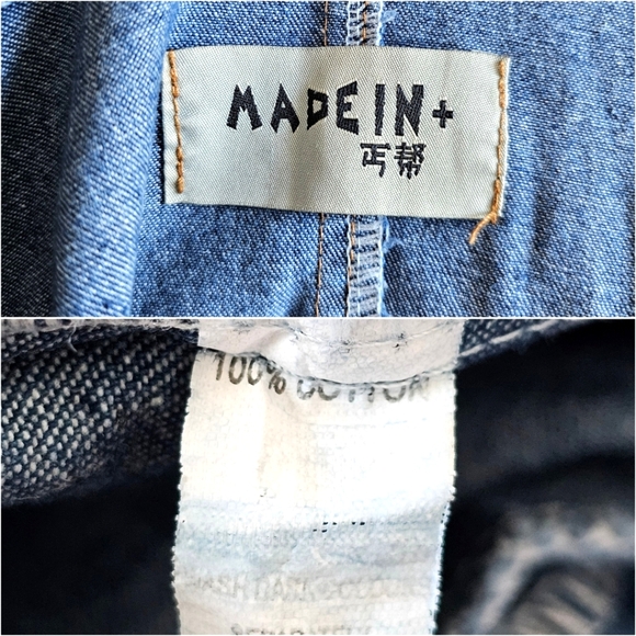 90s Madein Dark Wash Denim Avant Garde Dramatic Shawl Collar Hooded Wrap Jacket - Picture 15 of 16